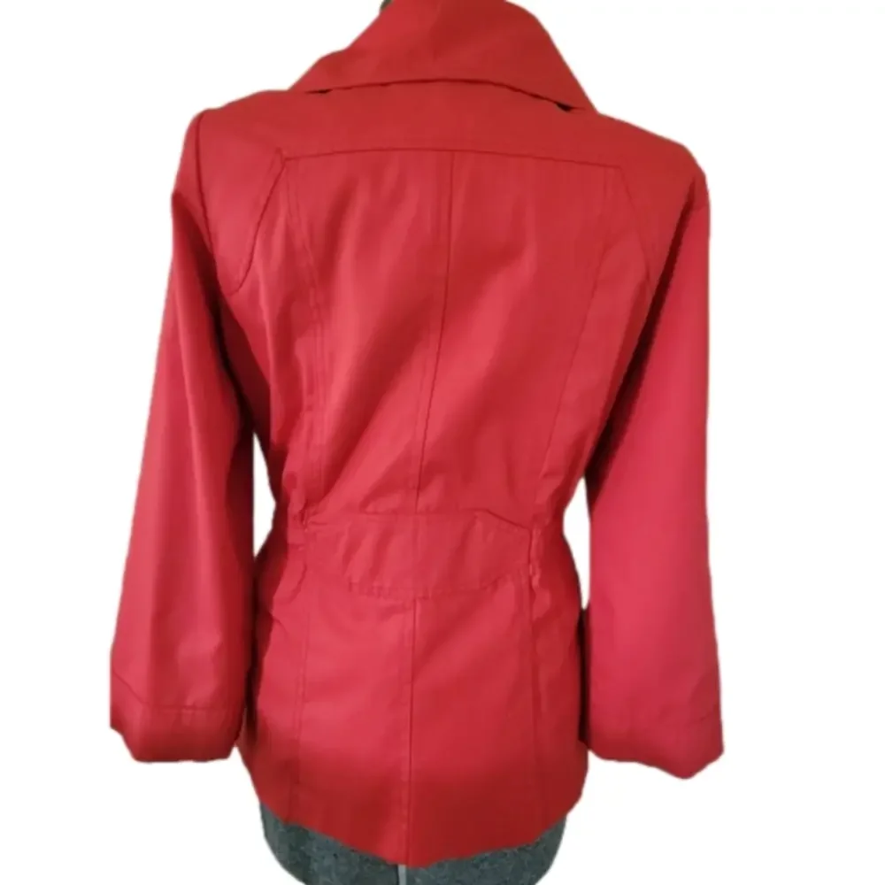 Vintage Robert Arnold Red Belted Button Down Short Trench Coat-Size 11/12